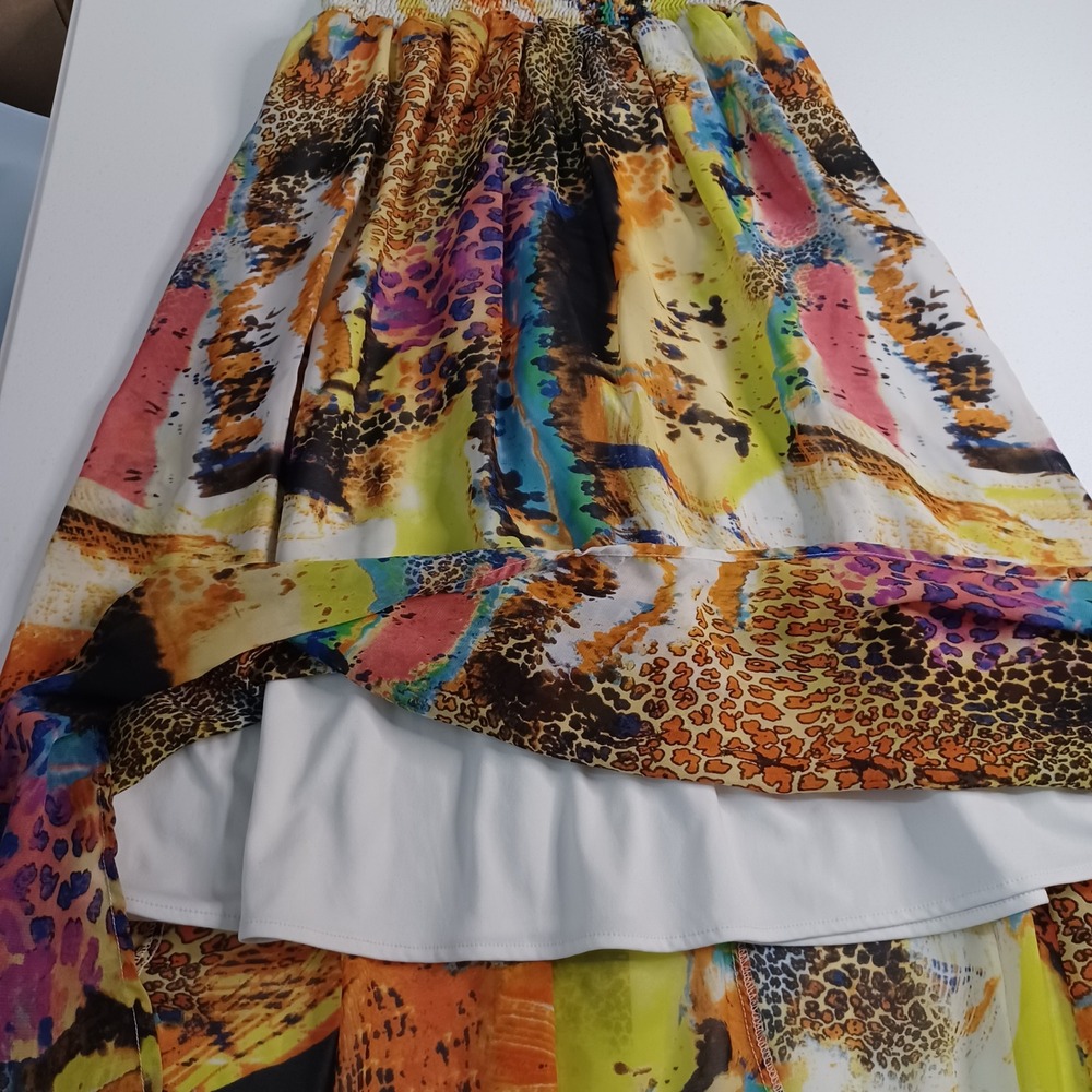 Women's Dots Colorful Animal Print Mix Sheer w/Lining Midi Tube Top Dress Size M - Picture 9 of 12